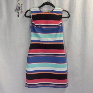 Kate Spade Tropical Stripe Mariam Dress, Fully Lined, Gold Zipper, Size 2